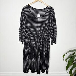 New Lane Bryant Black Gray Fit And Flare‎ Dress Women's 22/24 Knit Sweater Rayon